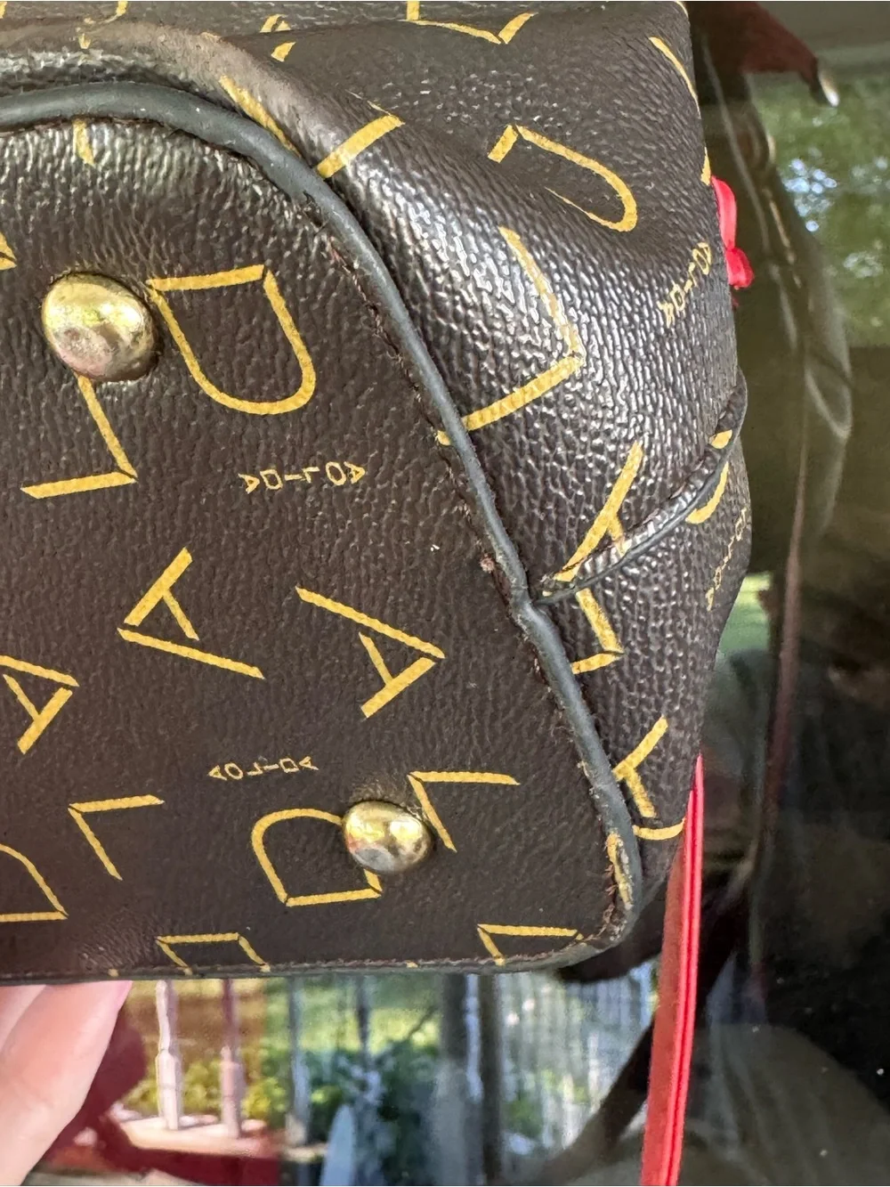 Aldo Brown Logo Satchel with Red Trim - Picture 5 of 7